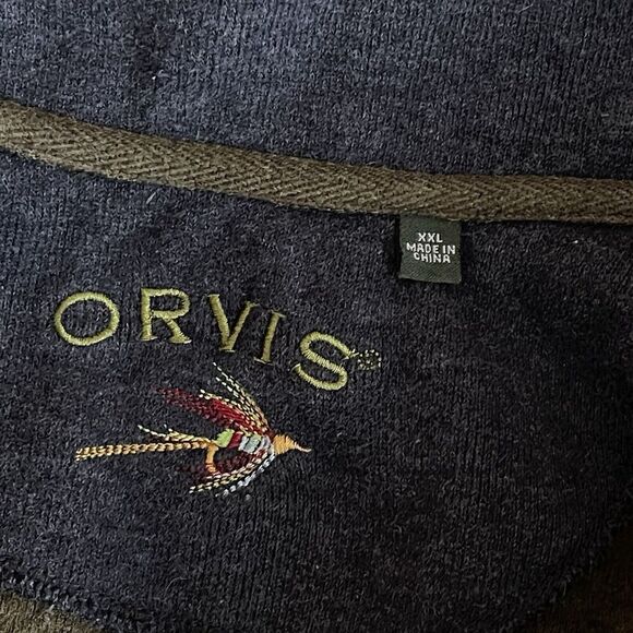 Orvis Mens XXL Vintage Quarter Zip Pullover Sweater Green Heavyweight Cotton - Picture 3 of 6